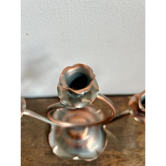 Gregorian Solid Copper Candelabra | Lovely Feminine Candelabra | Cottagecore - Picture 5 of 10